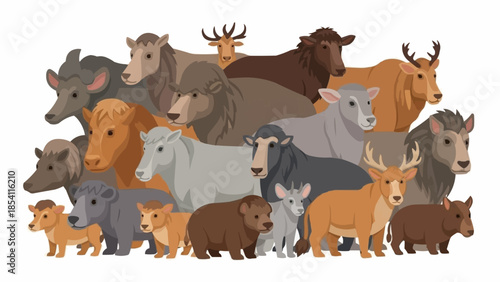 Collection of Various Wild Animals Together.