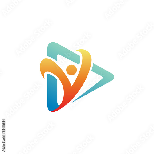Media play and young people logo concept