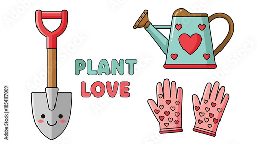 Gardening tools and accessories arranged with love and care for plants