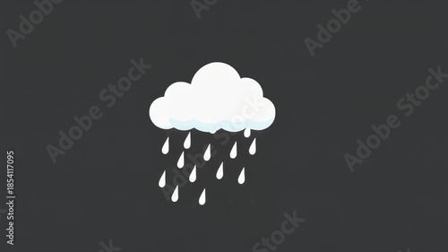 Animated Rain Cloud Falling Raindrops.