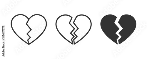 Broken heart icon vector thin outline. Heart crack icon. Broken heart with cracked design vector