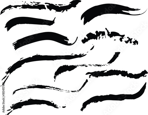 Collection of black eyebrow brush strokes on white background