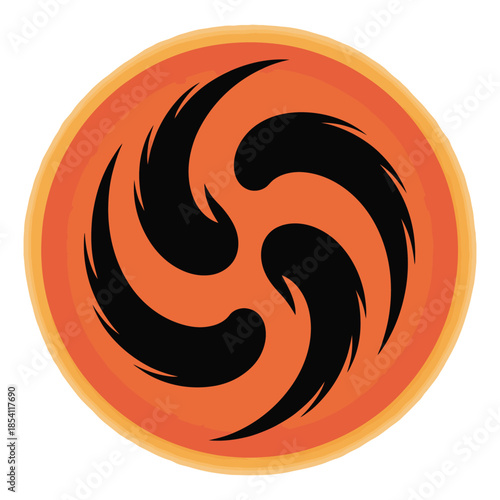 Symbol Of Tomoe With Three Magatama In Rotation Circular Icon Design Representing Circle Of Life In Japanese Culture And Spirituality Vector 180c