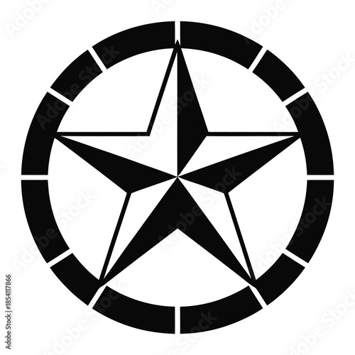 Us army star symbol isolated five pointed star in circle army insignia military logo us forces vehicle marking round frame stencil flat design vector 180
