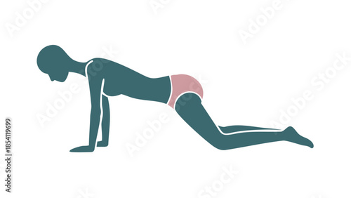 Silhouette of a person bending gently sideways, spine mobility and relaxation wellness concept in minimal style.
