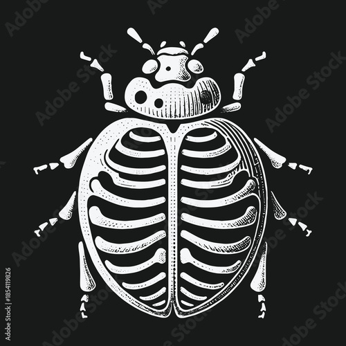 Creative gothic ladybird beetle with an internal skeleton.