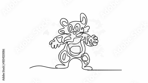 Cartoon Mouse Character Standing on Two Feet.