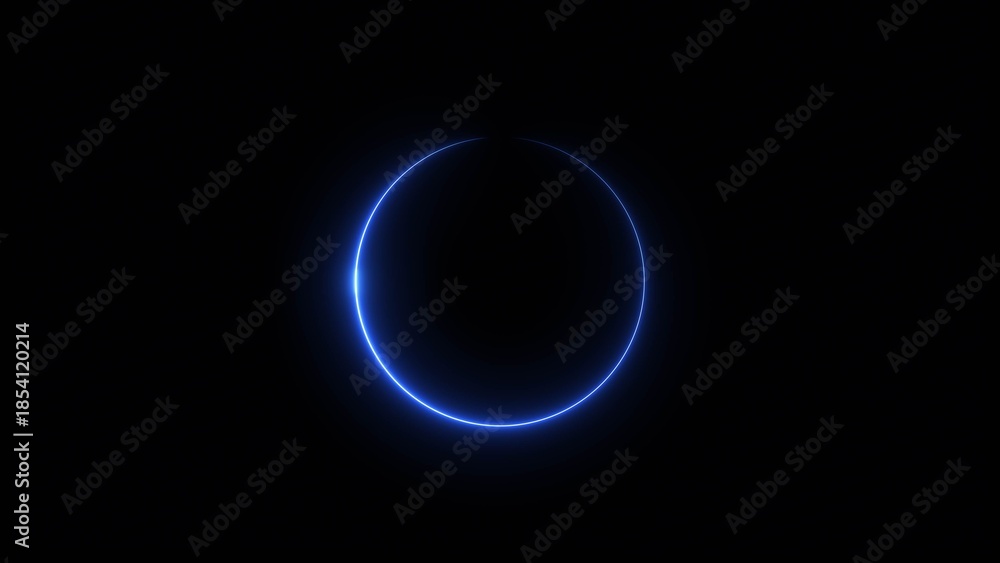 Obraz premium Glowing Neon Circle Icon on Black Background. Retro Futuristic Style 4k Illustration.