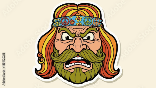 Cartoon Viking with Angry Facial Expression.