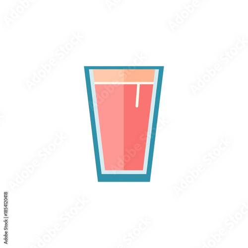 A glass of pink drink with a straw on a white background