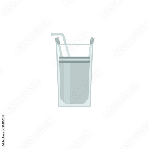 A glass of water with a straw, illustration of a refreshing drink