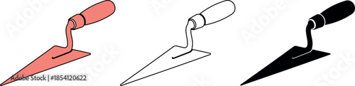 Illustration of construction trowel tool for bricklaying on transparent background