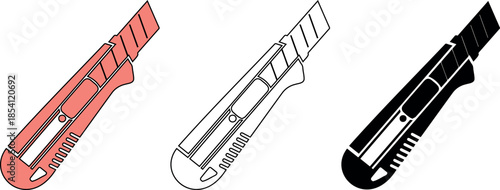 Illustration of box cutter knife tool on transparent background vector graphic