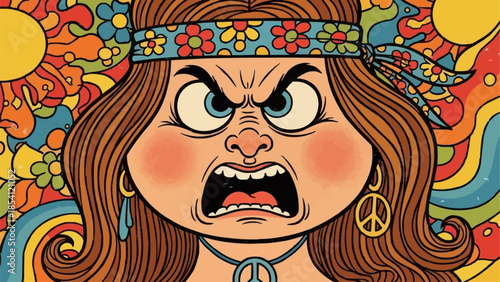 Woman with Angry Expression and Headband.