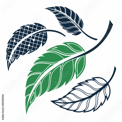 Leaves turning into solar cells on white background