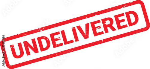 Red Undelivered Rubber Stamp Impression on White Background, Diagonal Orientation, Grunge Style