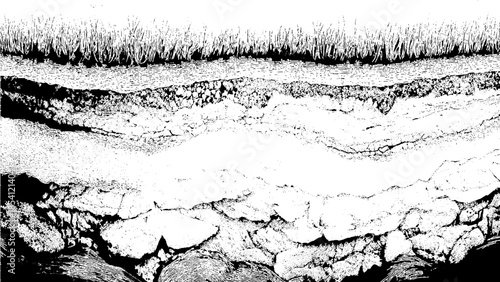 rocky terrain with grassy top layer