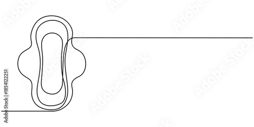 Feminine sanitary pad. Drawn in one continuous line, isolated on a white background. Stock vector illustration