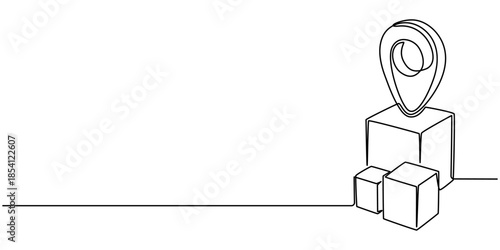 Shipping Box with Location continuous one line drawing