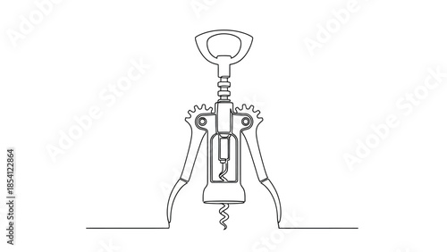 Professional Corkscrew Wine Opener Line Art Vector Illustration Collection