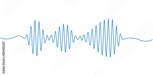 Continuous thin line sound wave icon. One line art audio symbol, single outline soundwave