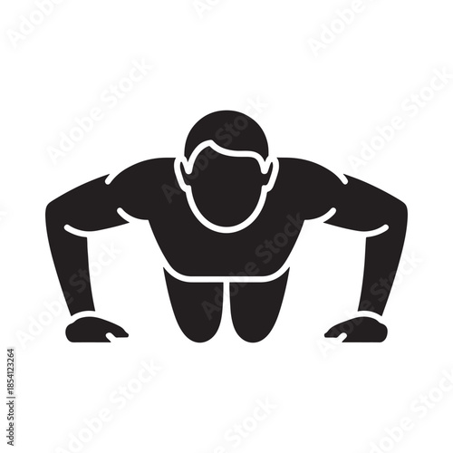 A simple black silhouette of a person doing a push up exercise