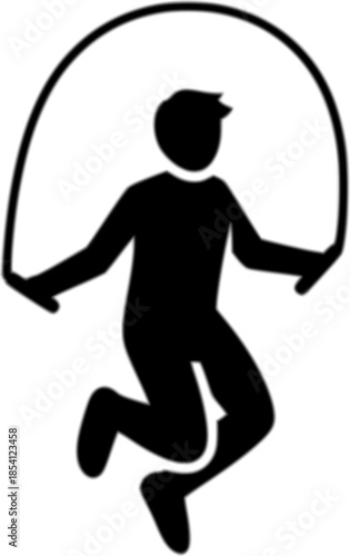 Person jumping rope icon simple black glyph vector illustration isolated on white background for fitness and exercise concepts
