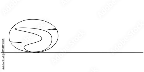 Teal oval sign mockup isolated continuous one line drawing