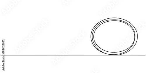 Teal oval sign mockup isolated continuous one line drawing