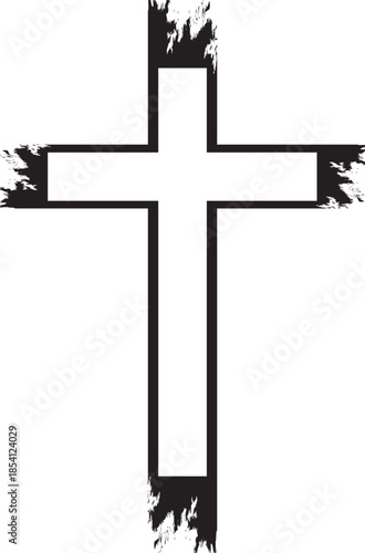 Cross clipart black and white, ash cross, grunge christian cross for Ash Wednesday card, poster, banner,  wishes, church clipart, lent, ashes, religious cross isolated on white and black background