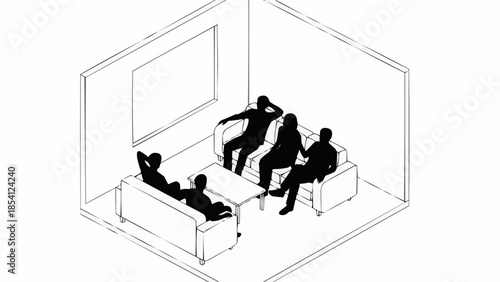 Silhouetted People Fighting in a Room.