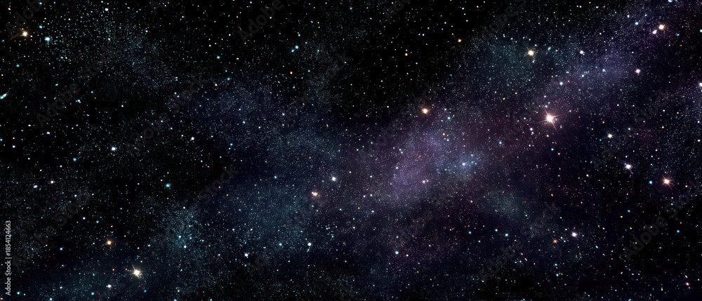Fototapeta premium Cosmic panorama depicting a starry night sky with numerous bright celestial objects
