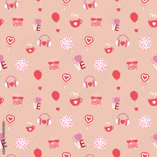 heart love seamless pattern decoration element flat design