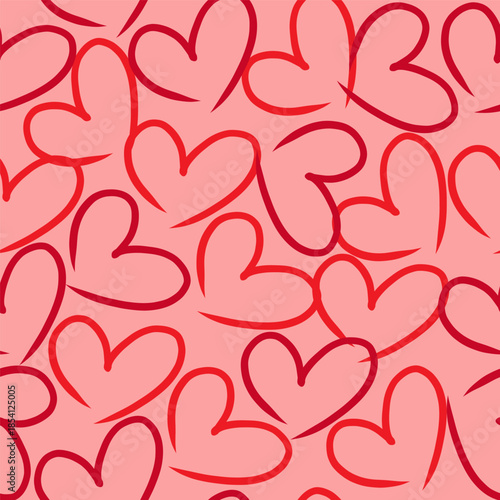 Valentine’s day seamless heart pattern. Romantic repeat background for wrapping paper, wallpaper, fabric, gift wrap