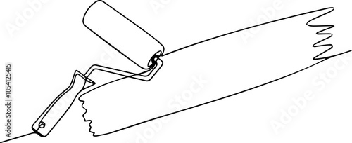 Continuous One Line Painting with a roller