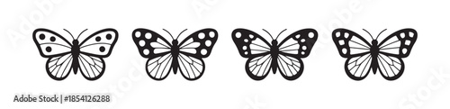 Set of various decorative butterfly designs with patterned wings isolated on white background vector