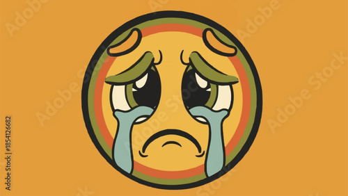 Crying Sad Face Emoji Expression.