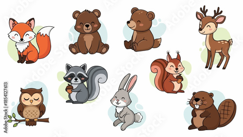 Collection of Cartoon Forest Animals.