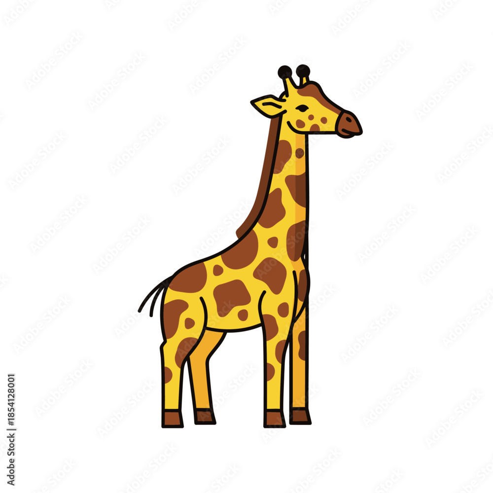 Naklejka premium Cute Cartoon Giraffe Standing Tall and Proud.