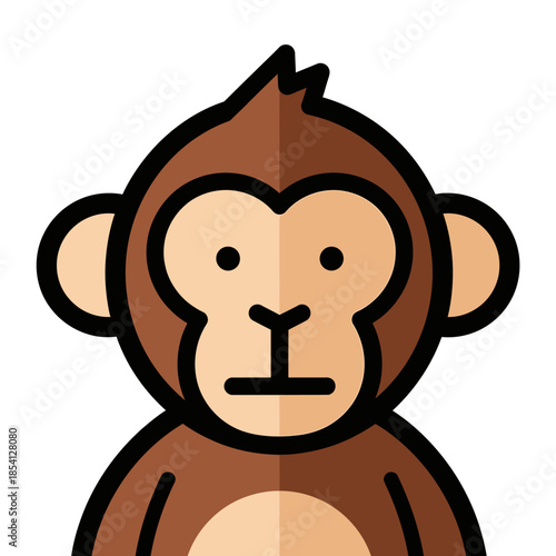 Cute Monkey Face Icon Vector Illustration.
