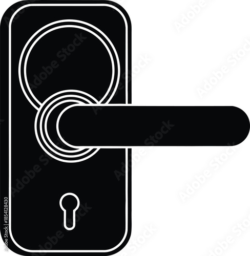 Door handle lock mechanism icon for entry and security, modern door knob and keyhole illustrating access and exit