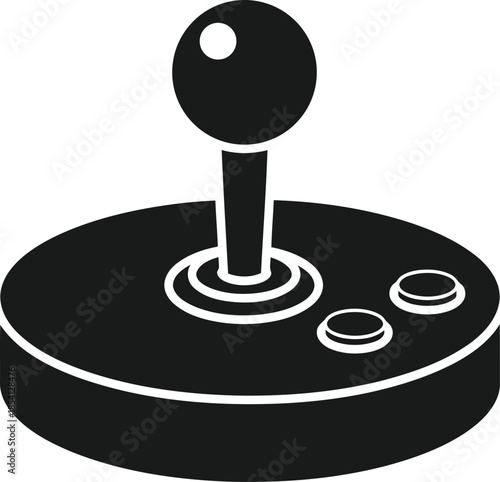 Retro arcade joystick controller icon for gaming and entertainment, vintage video game control knob symbolizing fun
