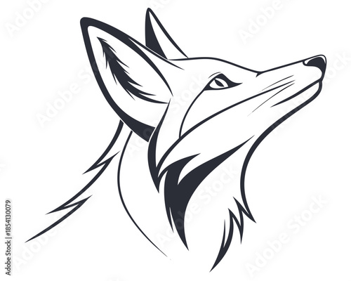 Stylized fox head outline looking up, minimalist animal portrait