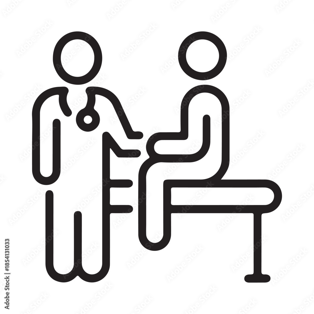 Fototapeta premium Doctor and patient consultation a simple line drawing illustration