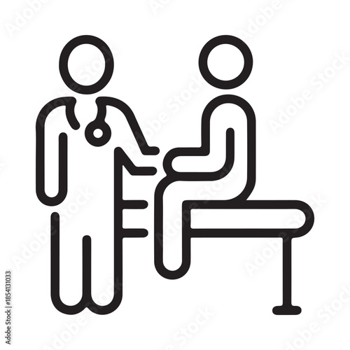 Doctor and patient consultation a simple line drawing illustration