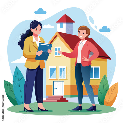 Real Estate Agent Showing House to Potential Buyer.