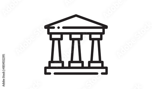 Neoclassical building icon with columns representing a courthouse bank museum or government institution