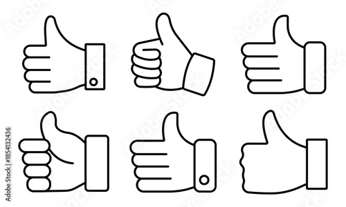 Thumb Up like icon, sign, symbol. Like outline icon vector. Set of hand gestures, Silhouette of like hand symbol for logo, app, web design. Vector illustration.