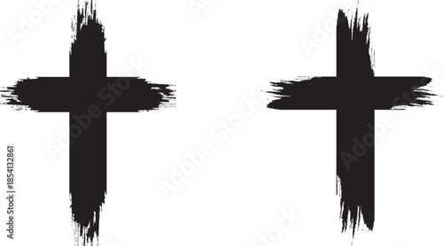 Cross clipart black, ash cross for Ash Wednesday card, poster, banner, post, lent, wishes with grunge christian cross, church clipart, ashes, religious cross. vector illustration.