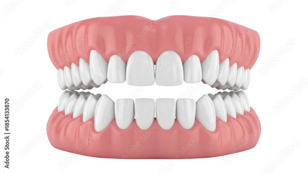 Obraz premium Realistic dentures isolated PNG on transparent background, dental prosthesis for tooth replacement and oral health care